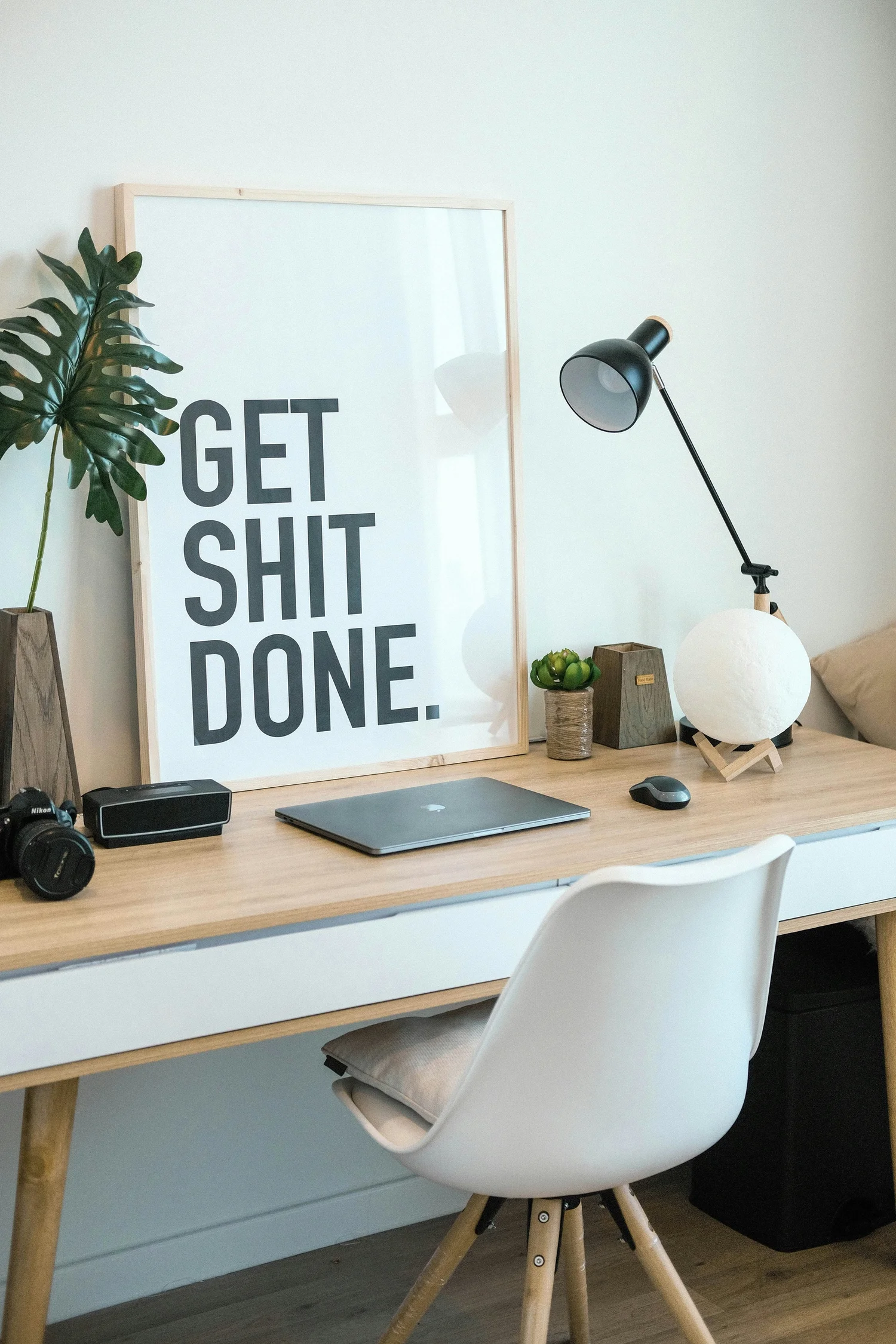 A focused workspace with a laptop